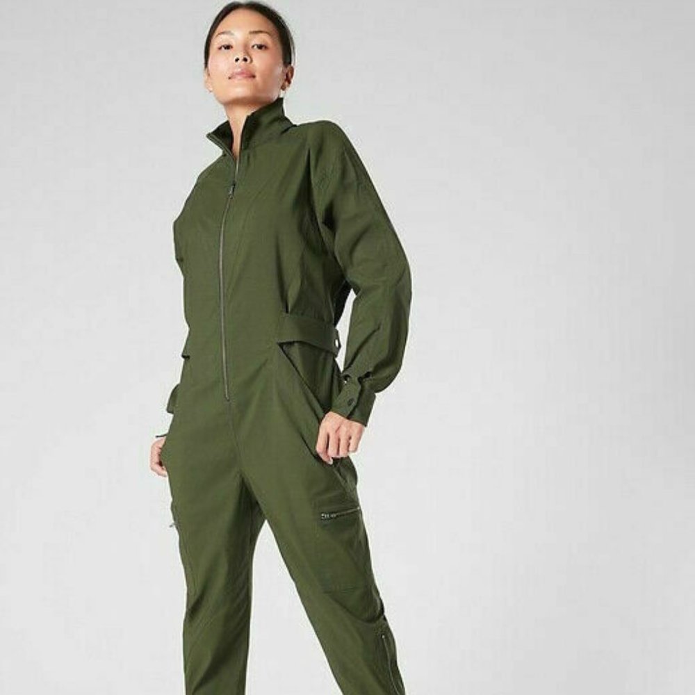 ATHLETA Lenox Jumpsuit NWT Tuscan Olive size 10